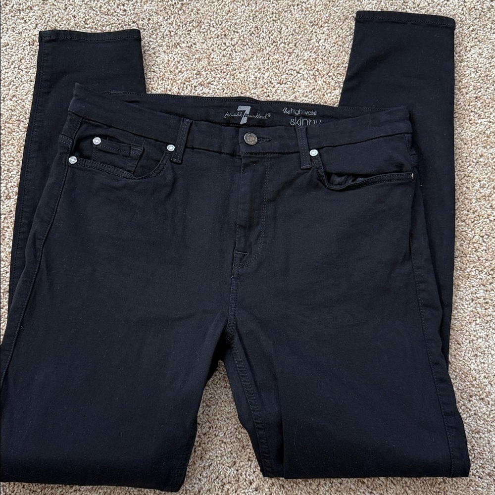 7 For All Mankind High Waist Black Jeans - Skinny